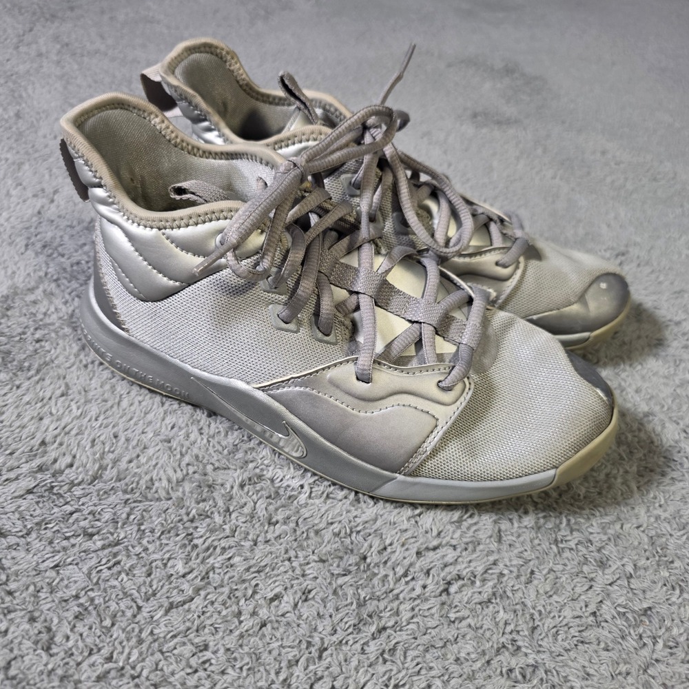 Nike Youth 6Y PG 3 NASA Apollo 11 Basketball Shoes Silver BQ6366-001